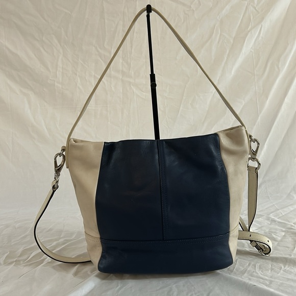 Coach 23711 Weekend Color Block Leather Blue and White Shoulder Bag - Picture 3 of 11